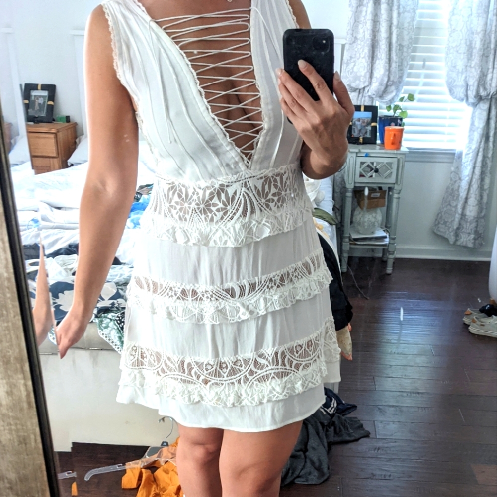 For Love and Lemons white mini dress